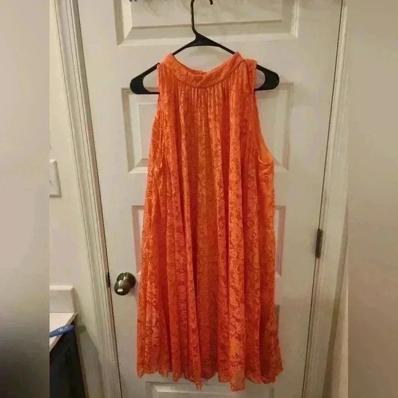 EST. 1946 Shift Womens Dress Floral Lace High Neck Midi Orange Size 18/20 #Z523 - Picture 1 of 5